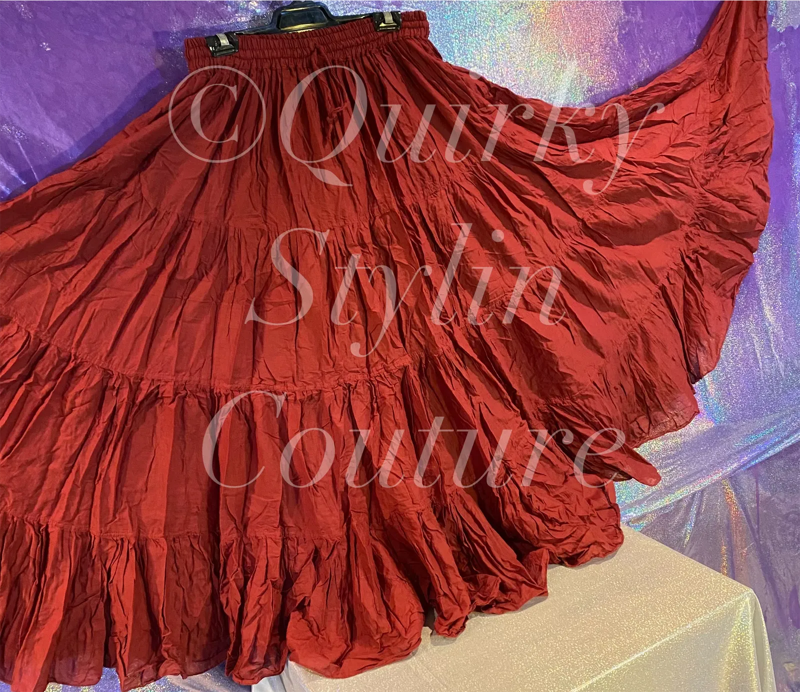 Burgundy blood red Renaissance steampunk gothic cotton boho tribal Maxi Long Skirt -Size 10-22 - Plus size