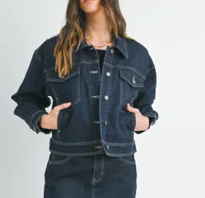 Button Down Drop Shoulder Denim Jacket