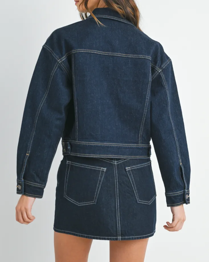 Button Down Drop Shoulder Denim Jacket