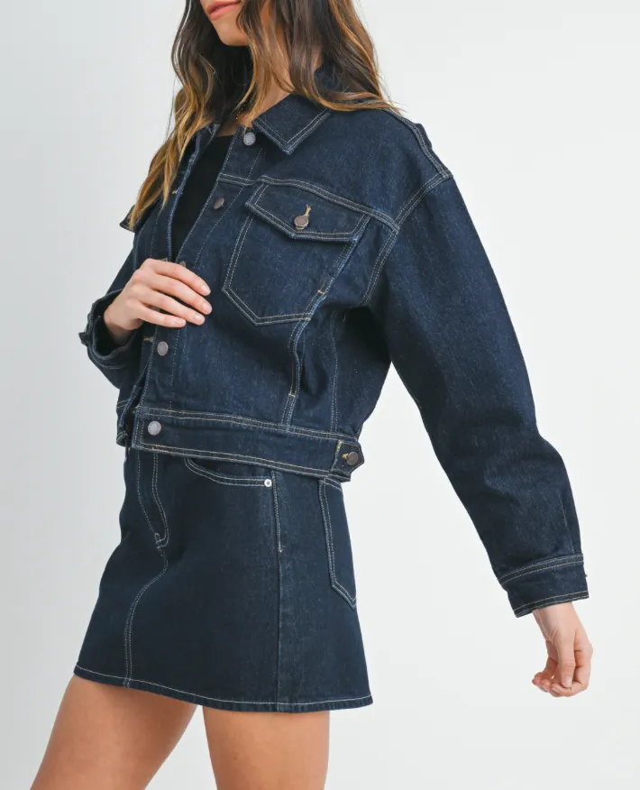Button Down Drop Shoulder Denim Jacket