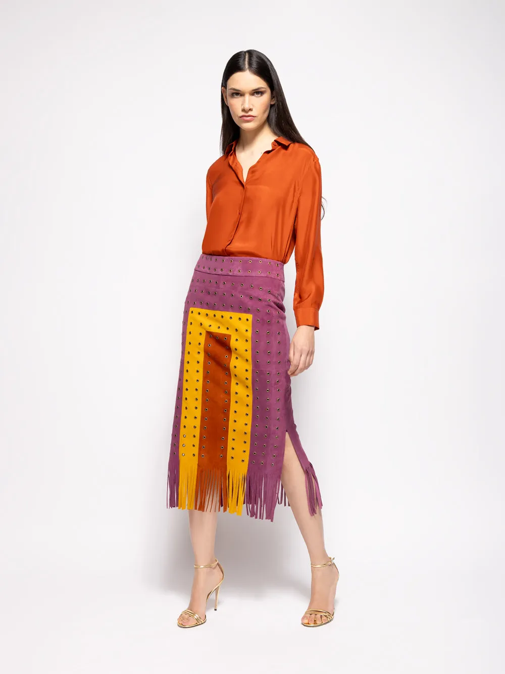 Campfire Purple Potion Suede Skirt with Fringes