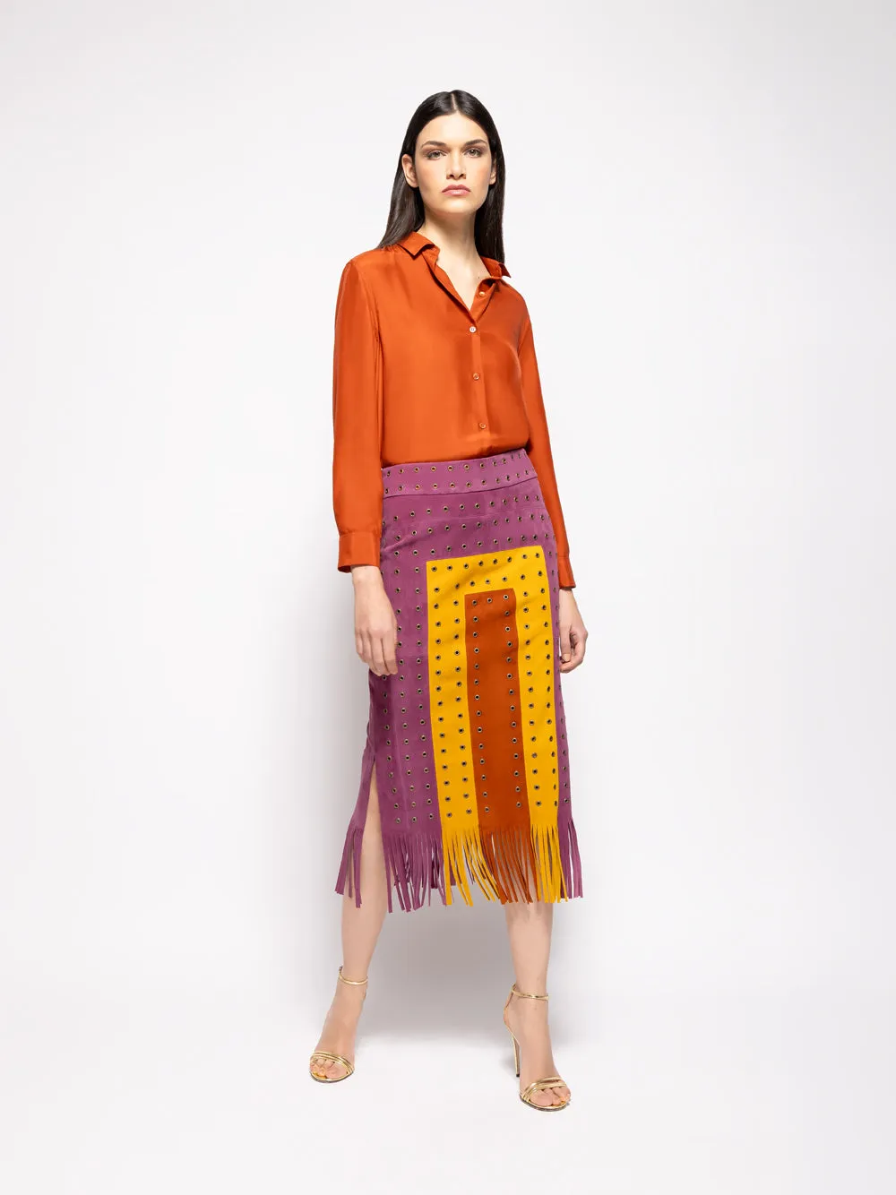 Campfire Purple Potion Suede Skirt with Fringes