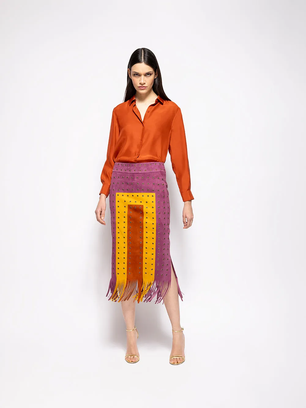 Campfire Purple Potion Suede Skirt with Fringes