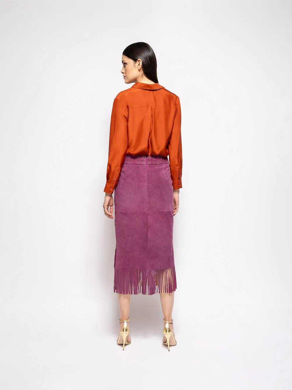 Campfire Purple Potion Suede Skirt with Fringes
