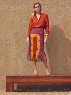 Campfire Purple Potion Suede Skirt with Fringes