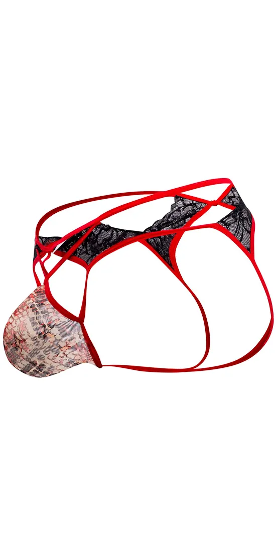 Candyman 99663 Edgy Lace Jockstrap Red-print