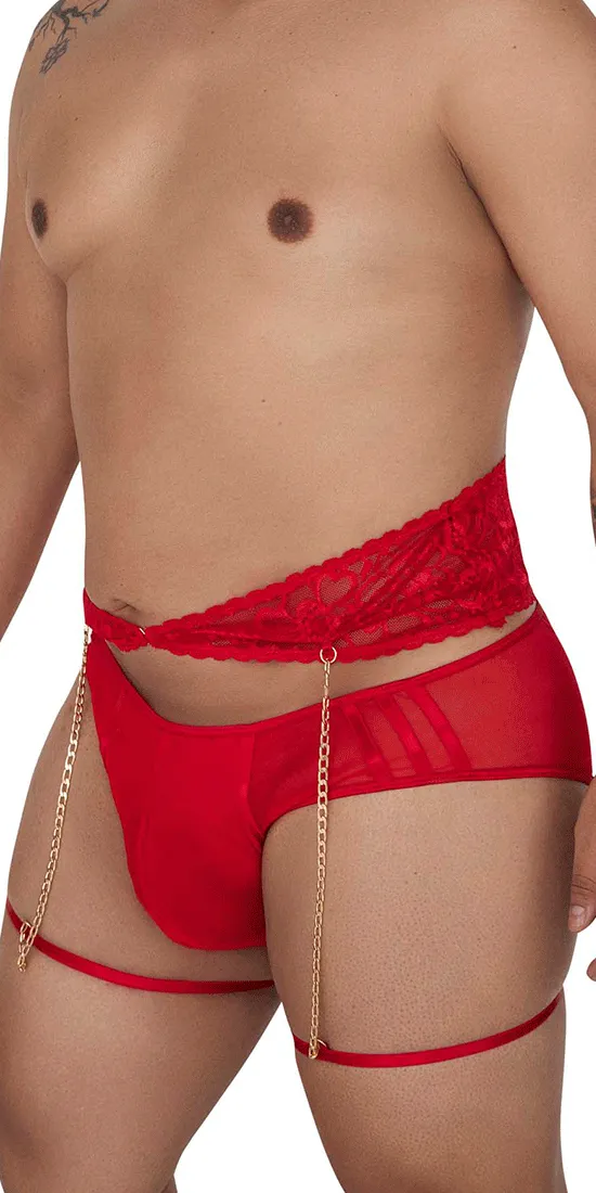 Candyman 99703x Garter Briefs Two Piece Set Red
