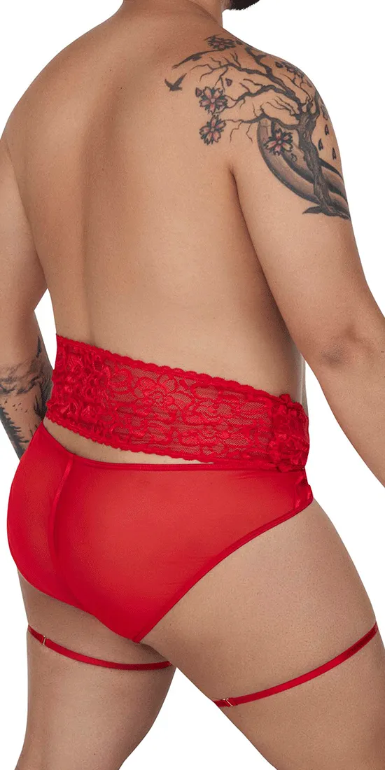 Candyman 99703x Garter Briefs Two Piece Set Red