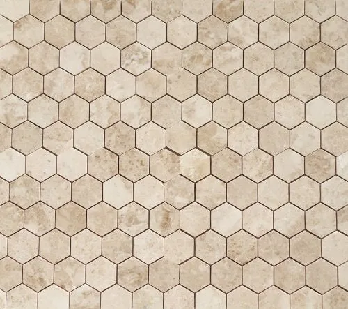 Cappuccino Marble 2 inch Hexagon Polished Mosaic Tile - Lot of 15 Sheets