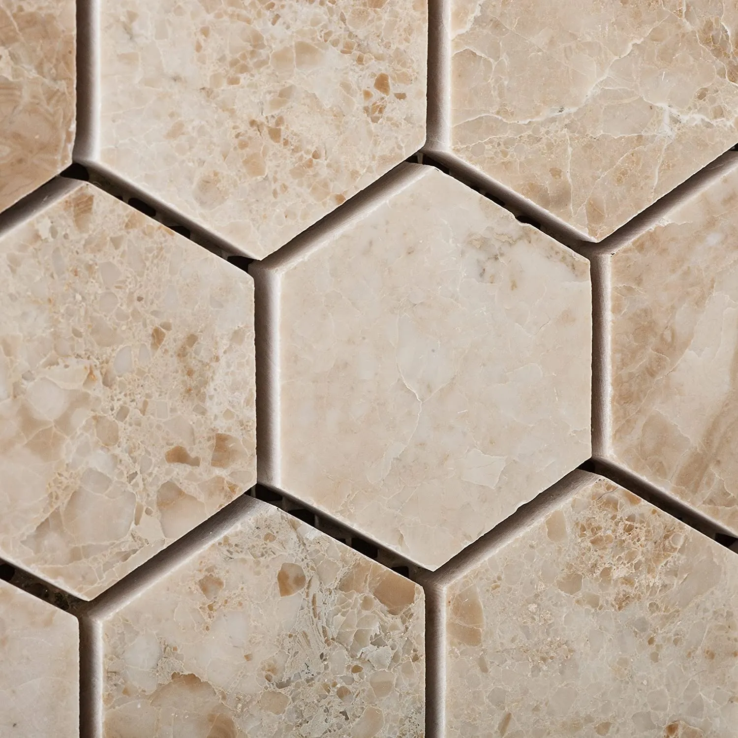 Cappuccino Marble 2 inch Hexagon Polished Mosaic Tile - Lot of 15 Sheets