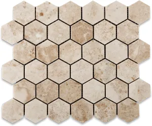 Cappuccino Marble 2 inch Hexagon Polished Mosaic Tile - Lot of 15 Sheets