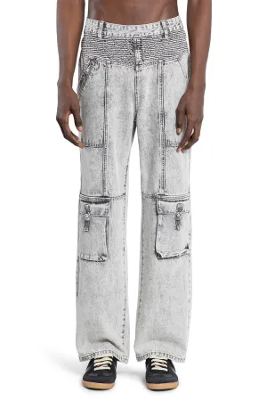 Cargo-Pocket Denim in Light Stone Wash