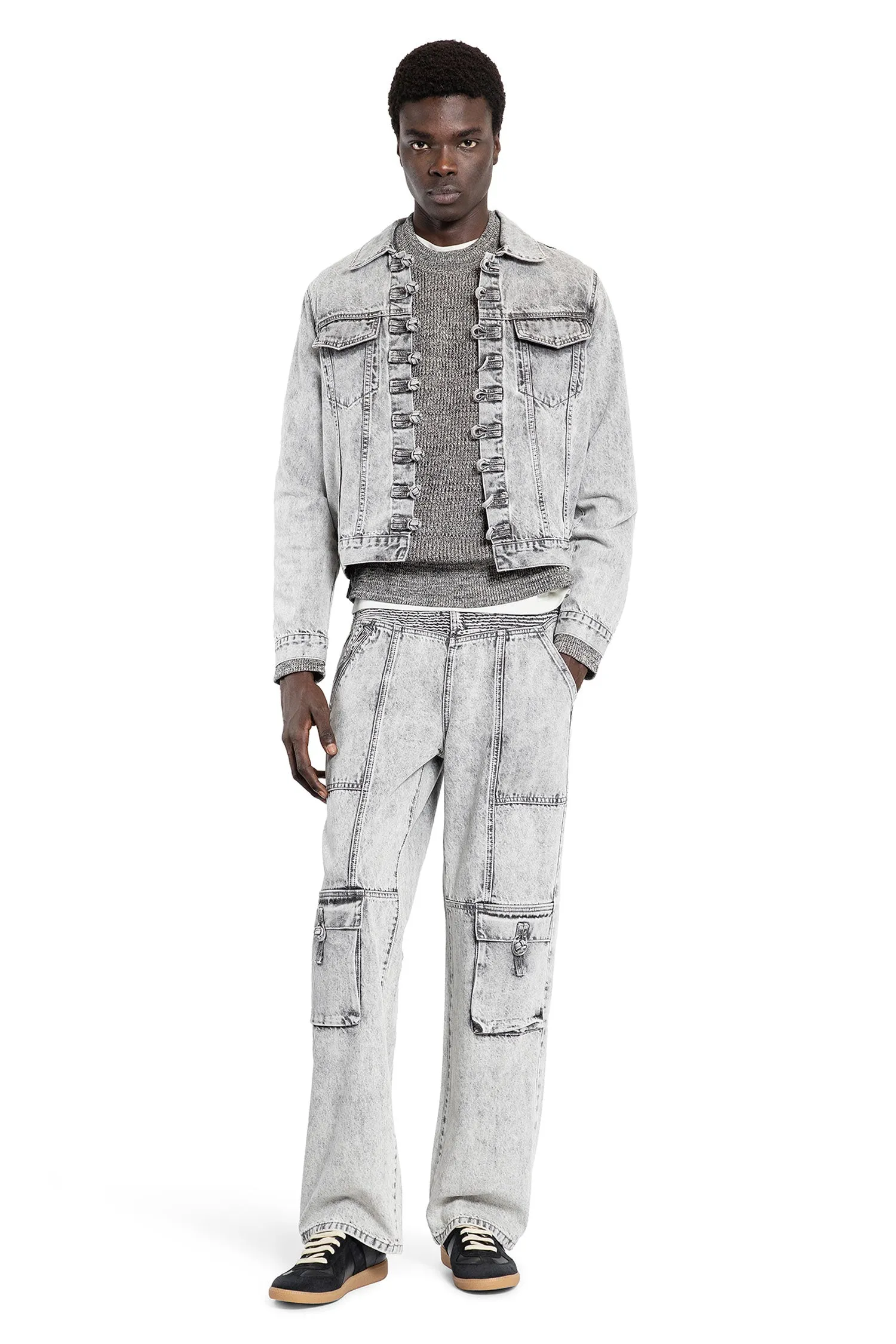 Cargo-Pocket Denim in Light Stone Wash