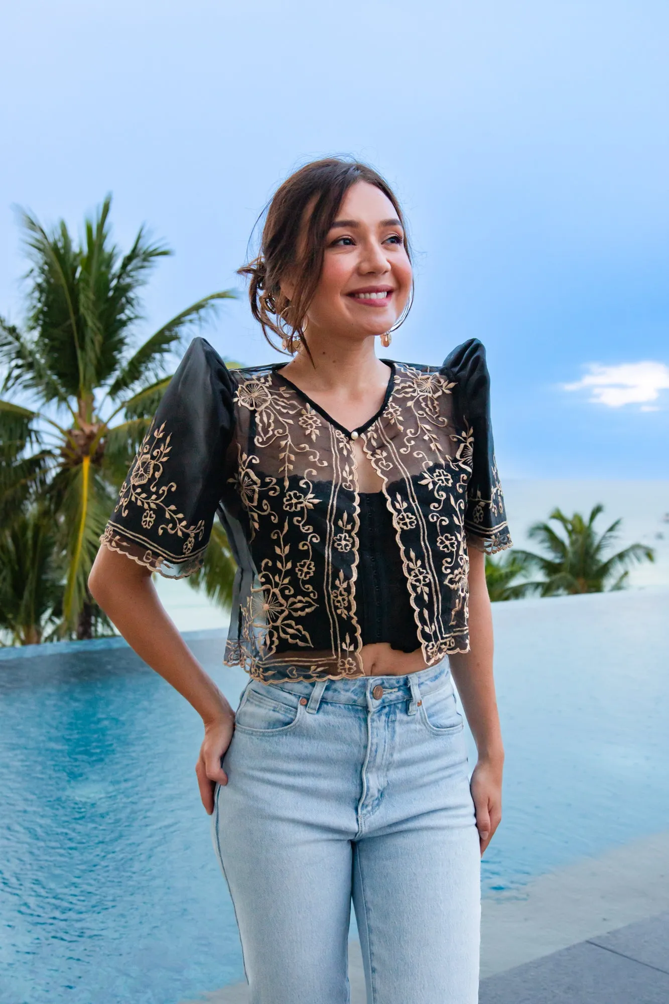 Carmen Mestiza Bolero (Black)