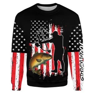 Carp fishing bow fishing American flag patriotic Custom bow fishing tournament Sweatshirt - NPQ554