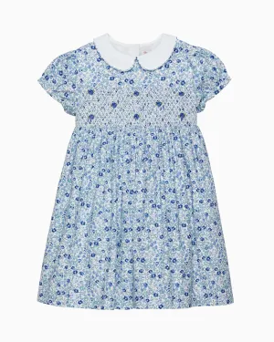 Catherine Smocked Dress in Blue Floral