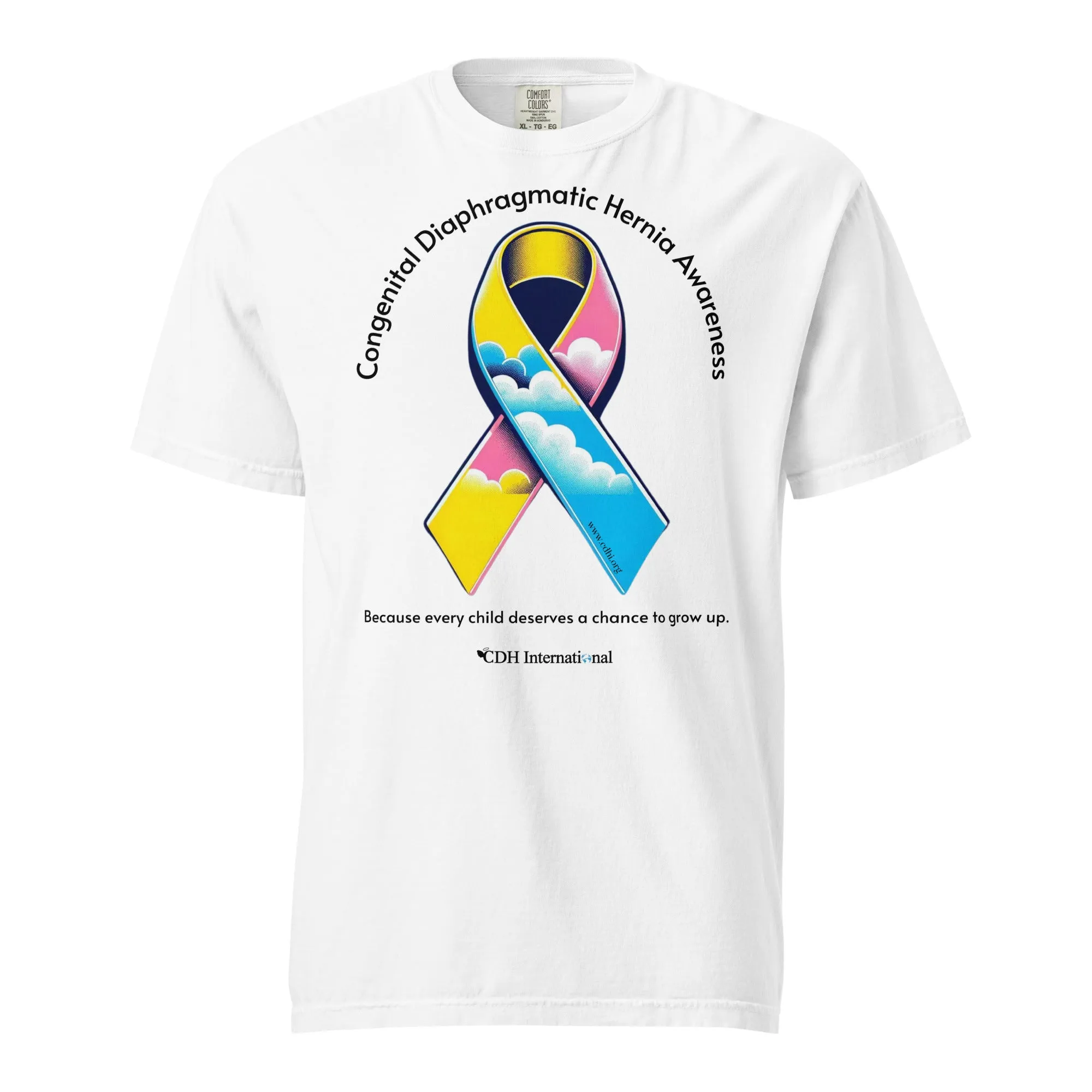 CDHAR- (47) Congenital Diaphragmatic Hernia Awareness Ribbon Unisex garment-dyed heavyweight t-shirt