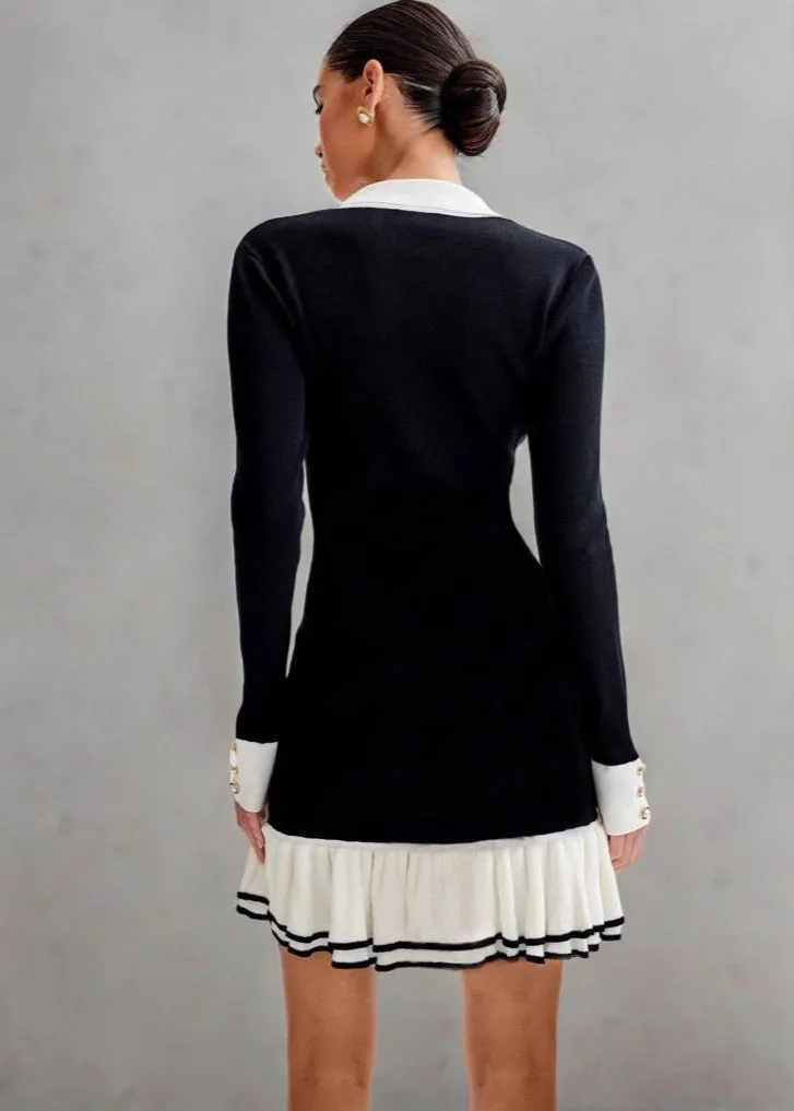 Celeste - Contrast Trim Knit Dress