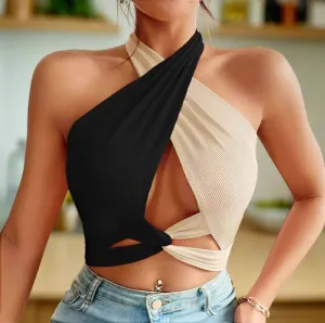 Chic Color Block Crop Top