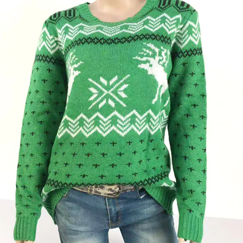Christmas Snowflake Fawn Jacquard Long Sleeve Sweater
