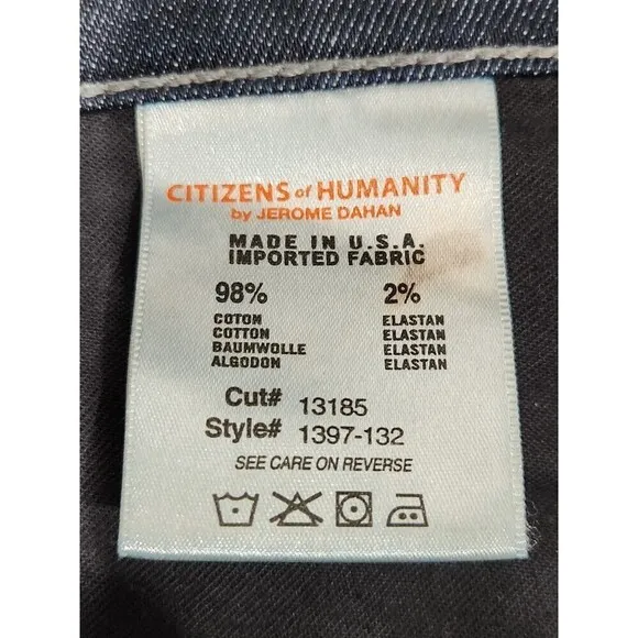 CITIZENS of Humanity Dark Wash Hutton Medium Rise Wide Leg Jeans, 28