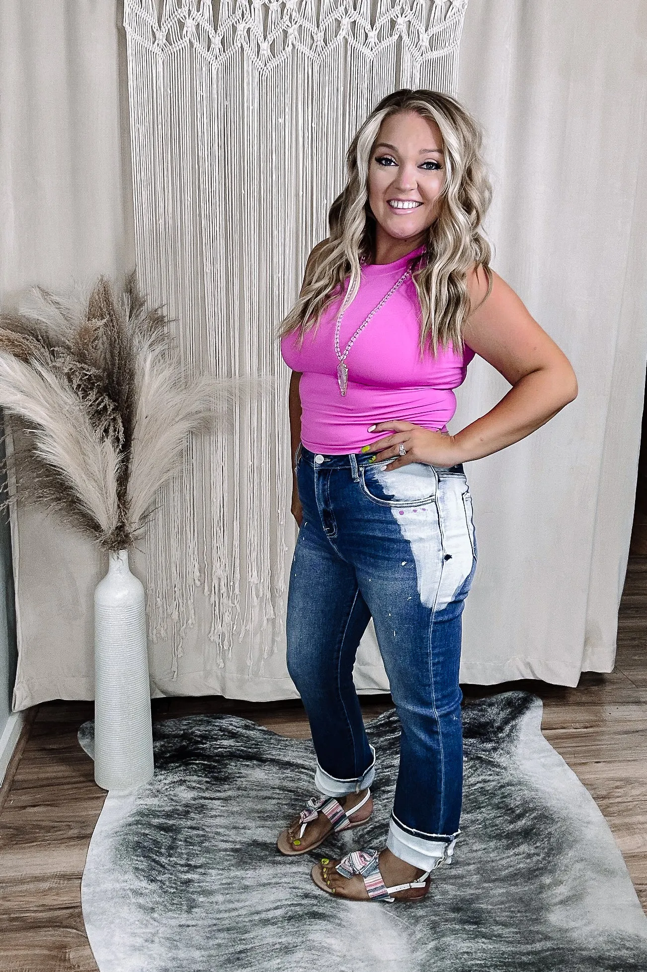 Claire High Rise Bleached Straight Jean