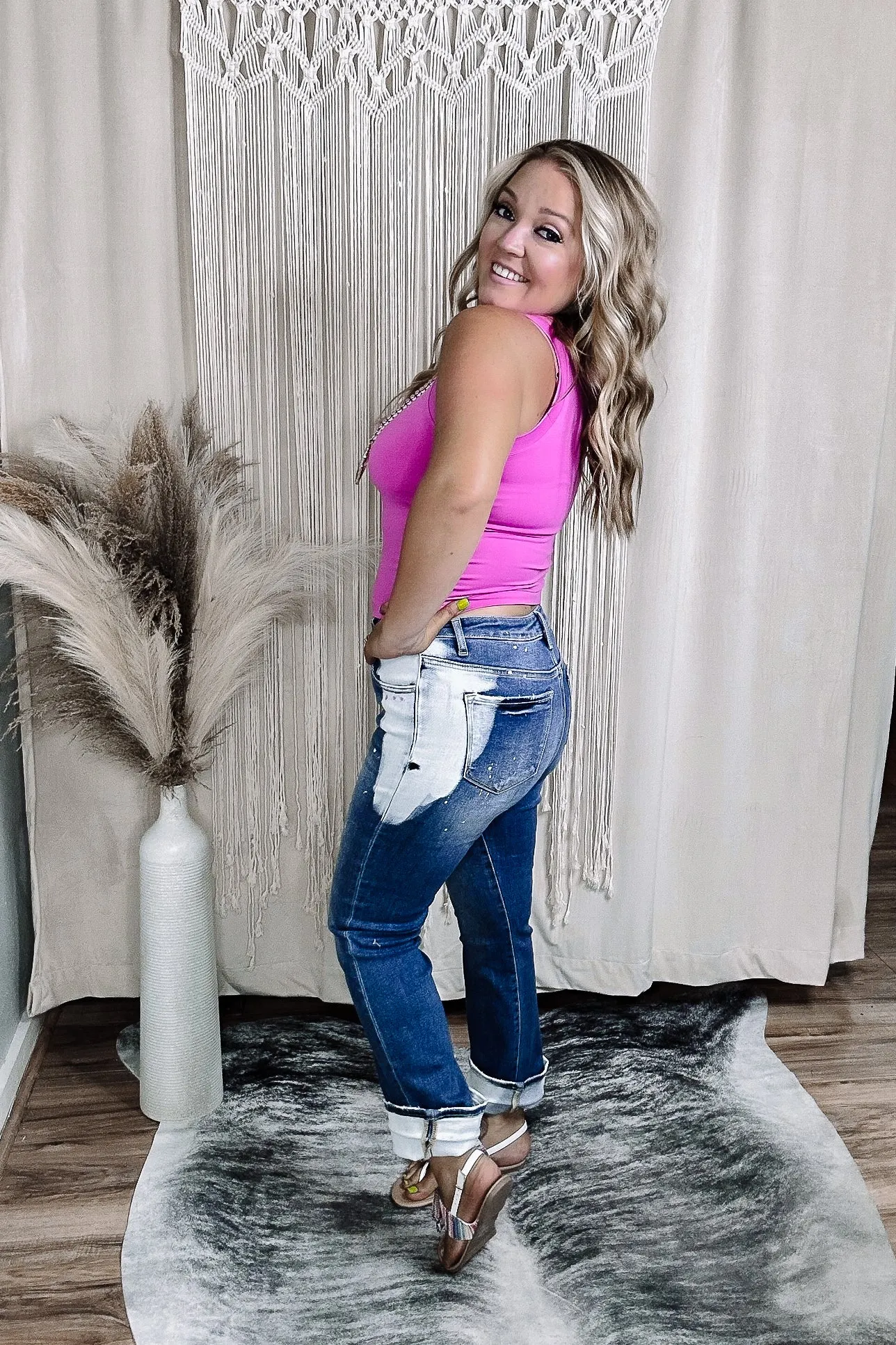 Claire High Rise Bleached Straight Jean