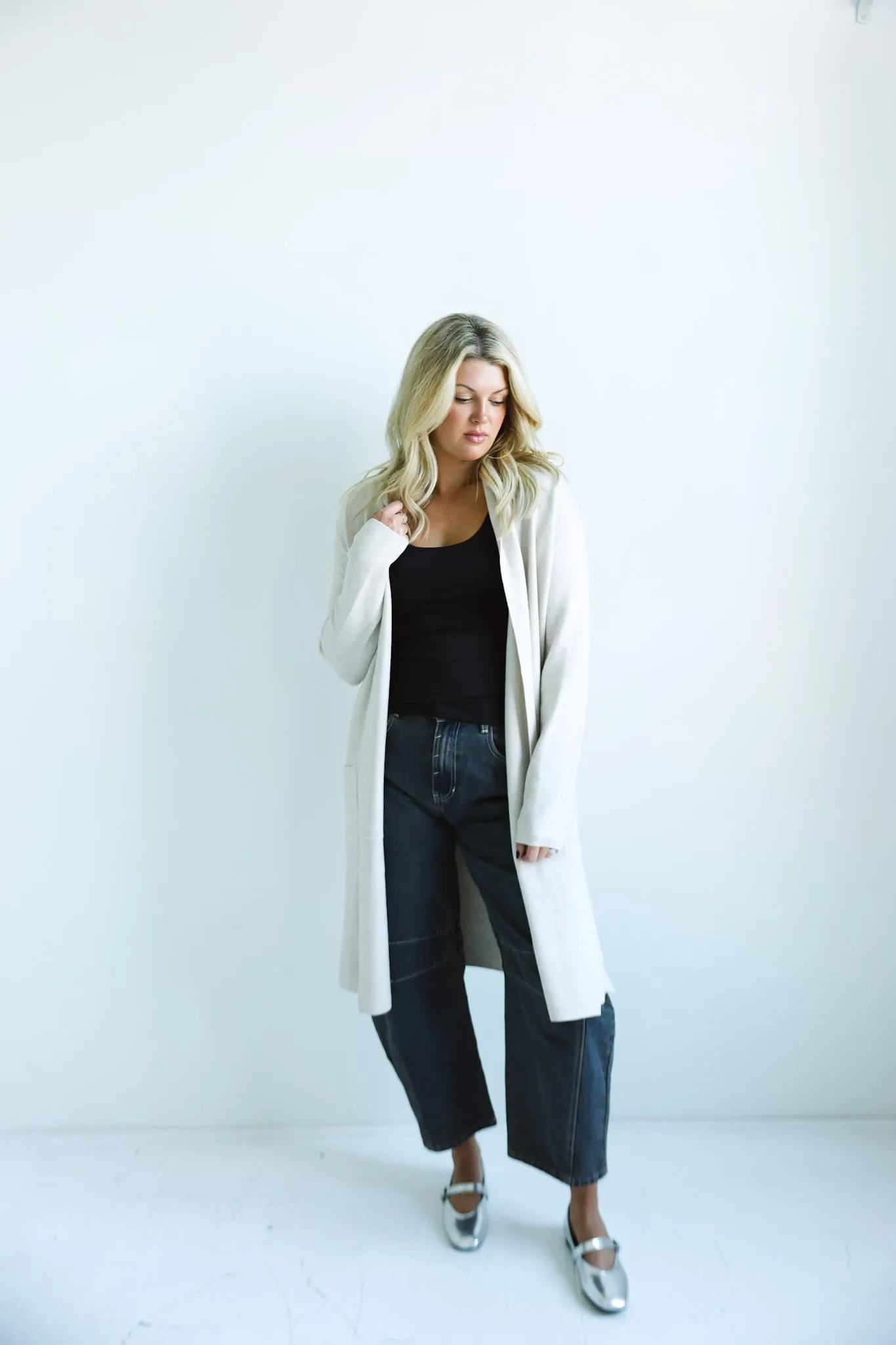 Classic Longline Open-Front Cardigan-Final Sale