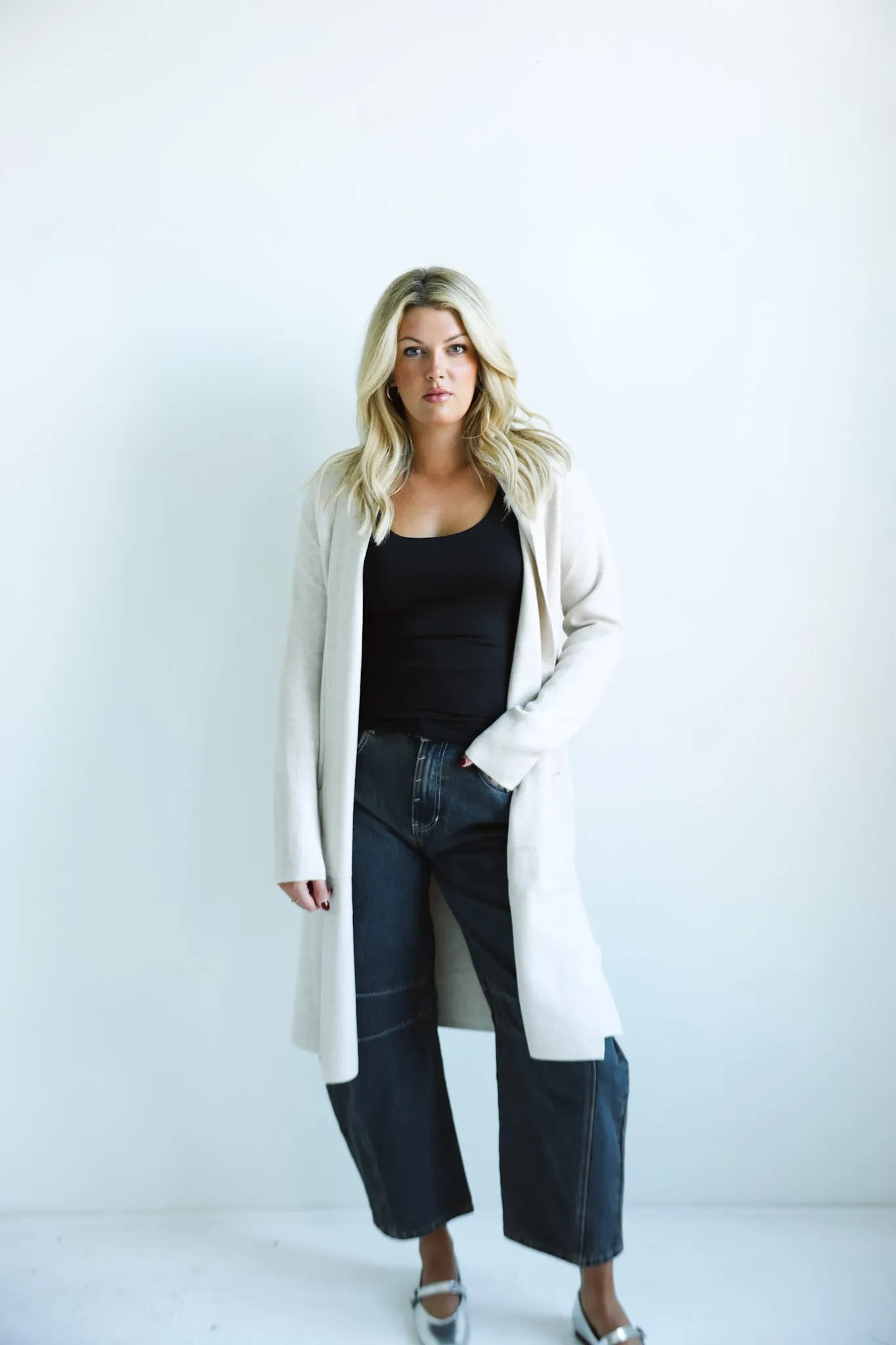 Classic Longline Open-Front Cardigan-Final Sale