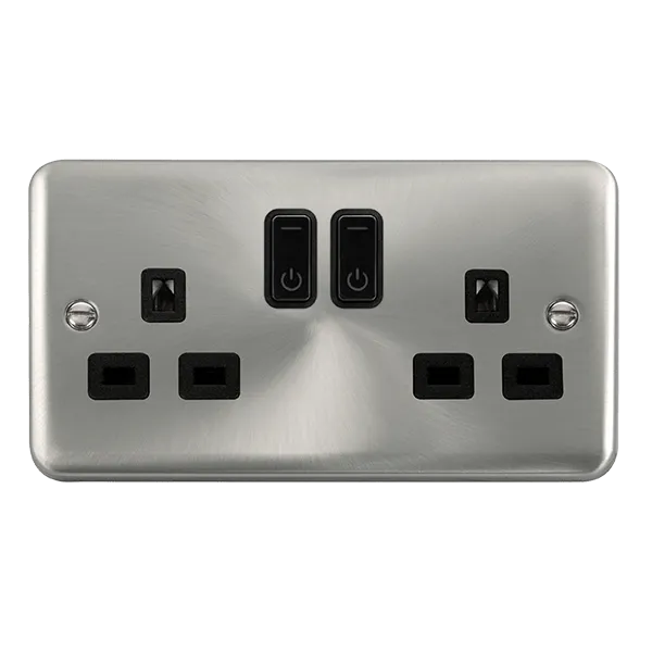 Click Deco Plus DPSC30536BK Ingot 13A 2G RF Smart Socket - Satin Chrome (Black)