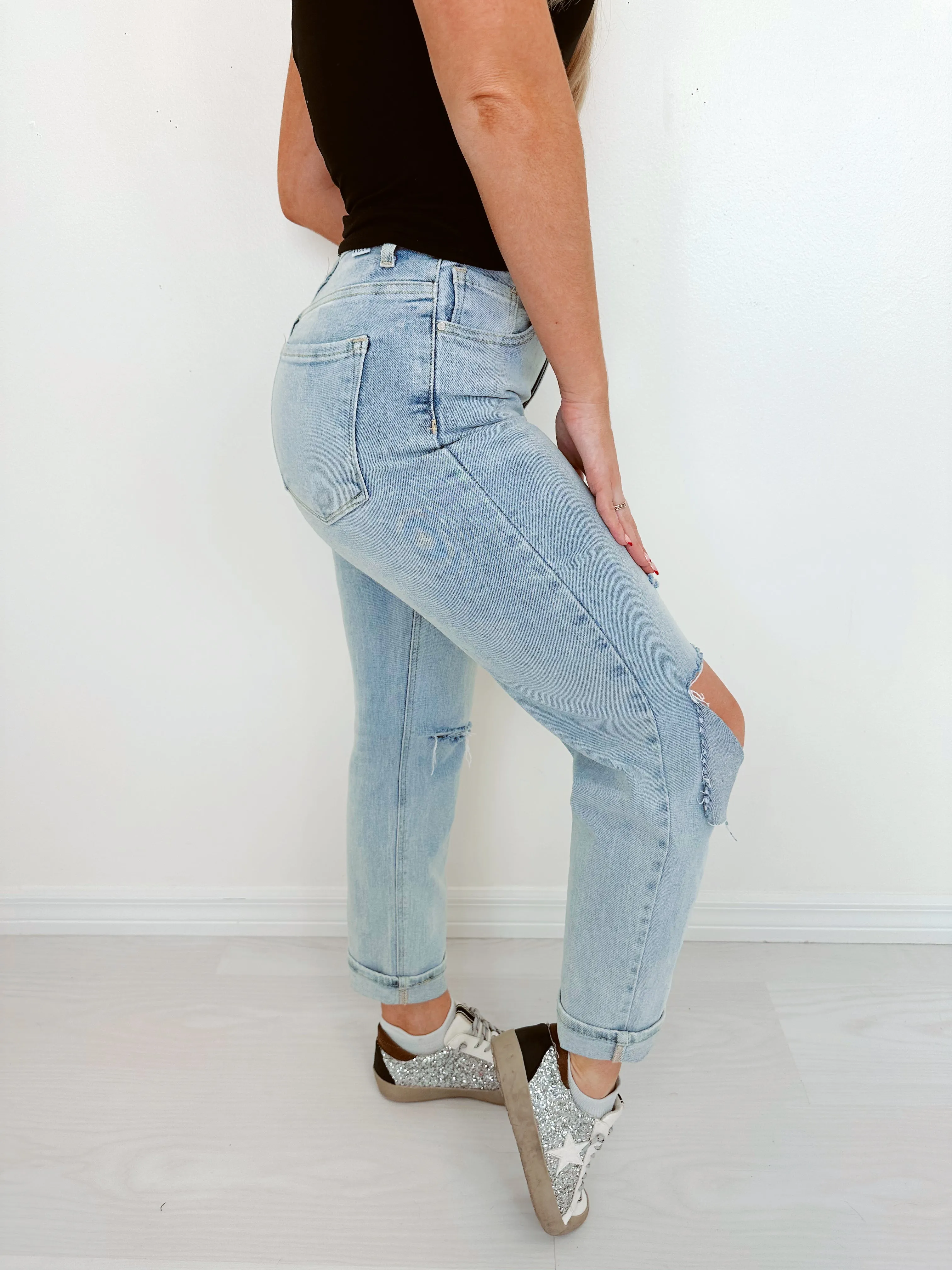 Cole Cropped Distressed Jeans