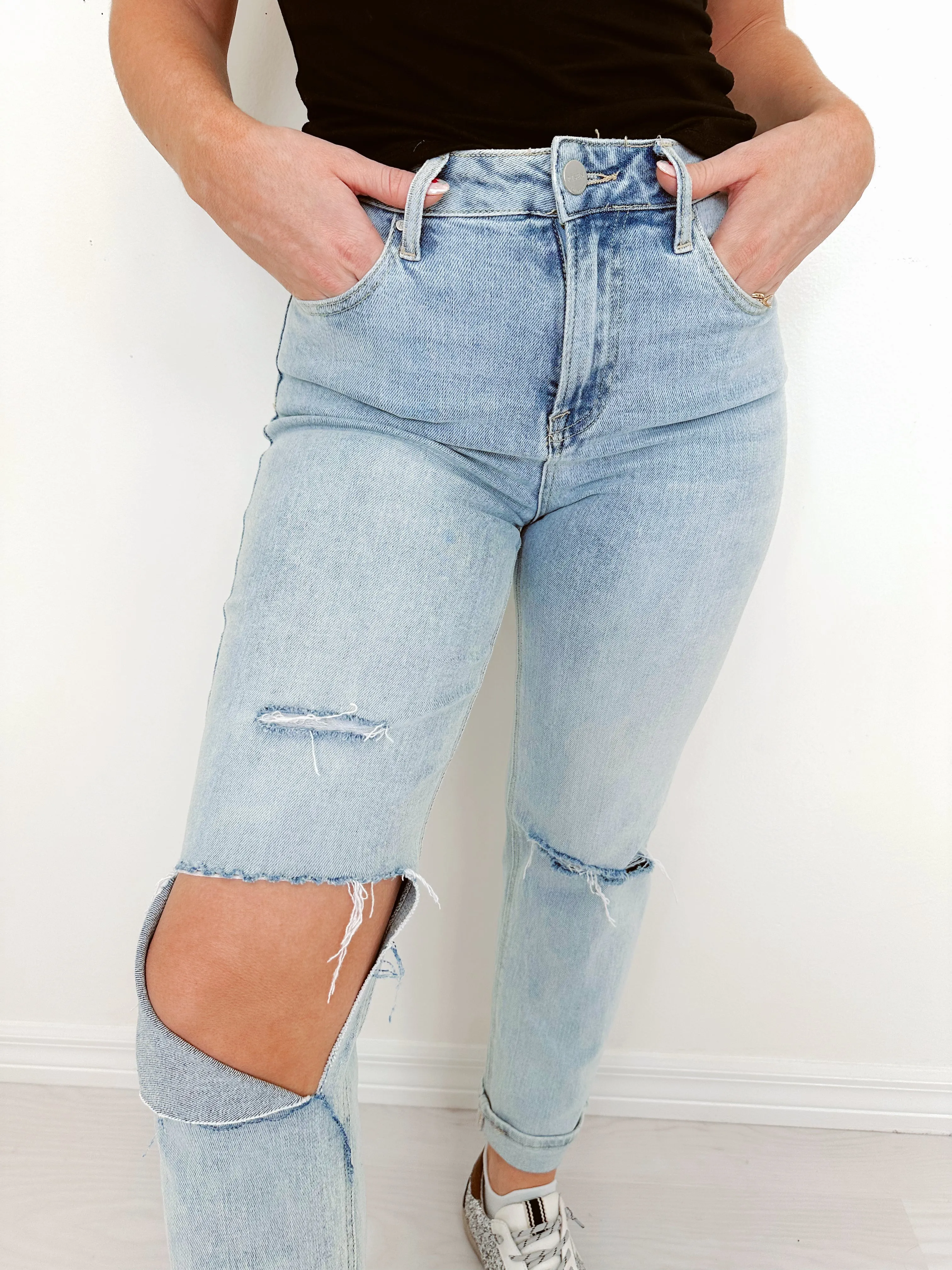 Cole Cropped Distressed Jeans