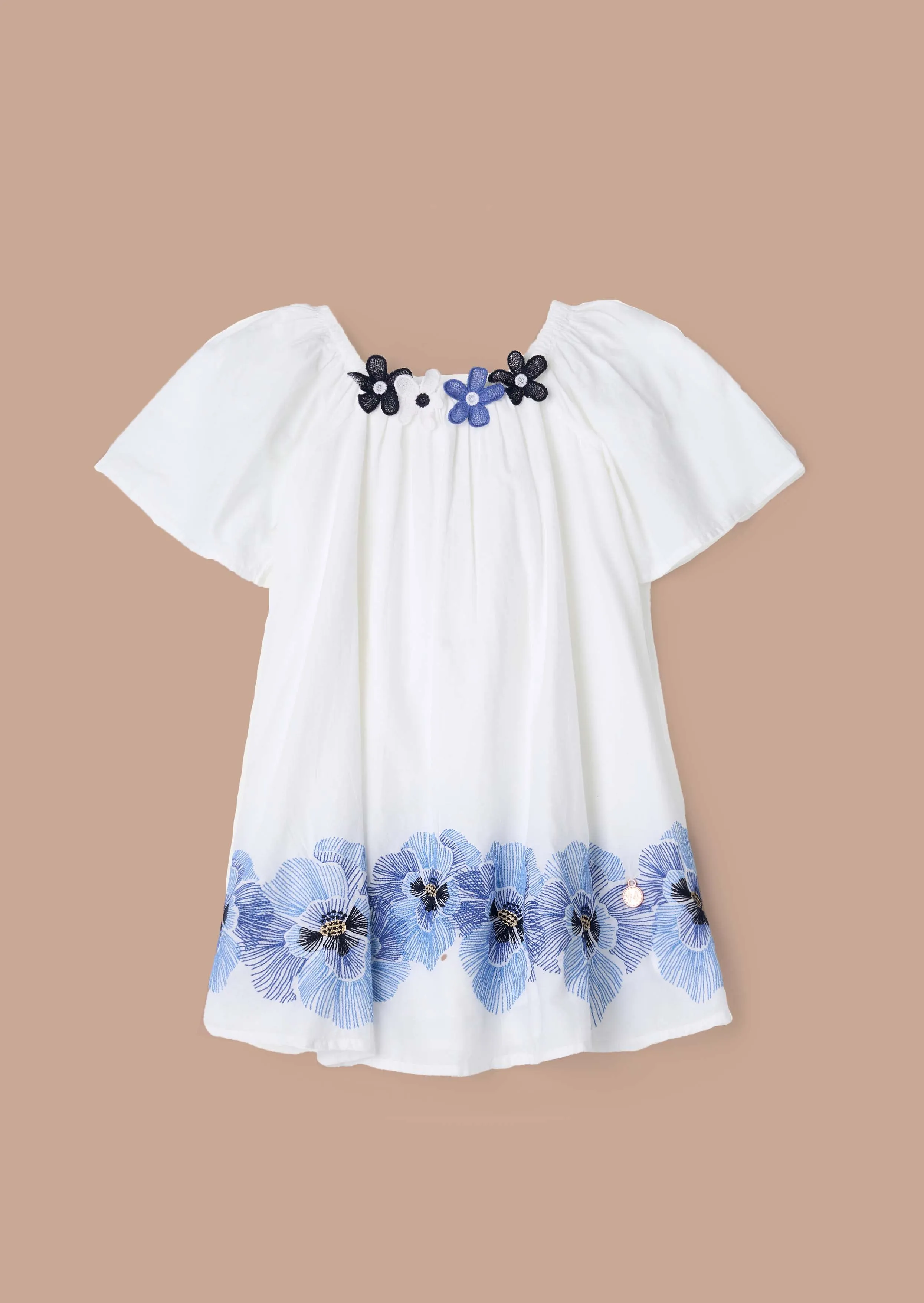 Coletta White Embroidered Swing Dress