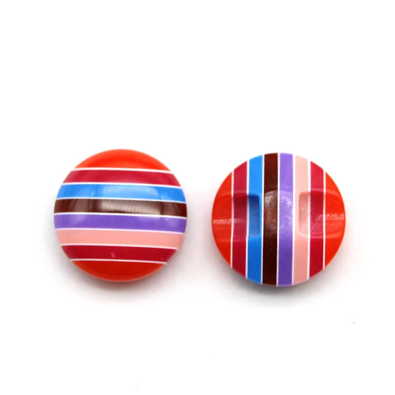 Colorful Striped Hidden Hole Resin Buttons for Knitwear 100 Pack