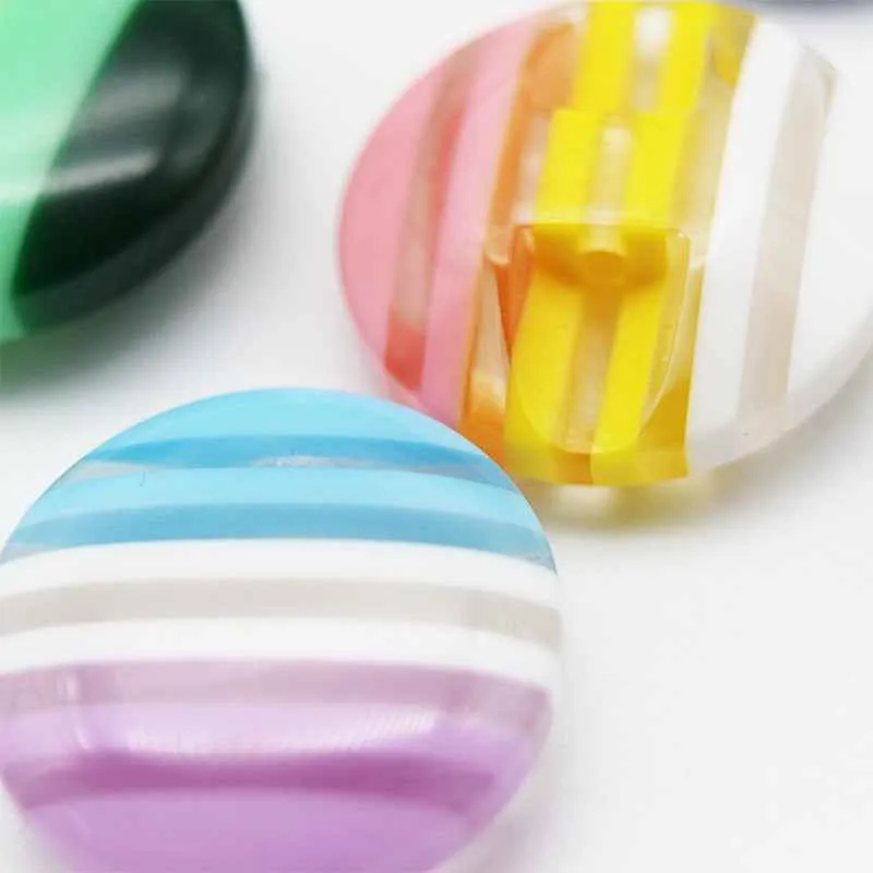 Colorful Striped Hidden Hole Resin Buttons for Knitwear 100 Pack