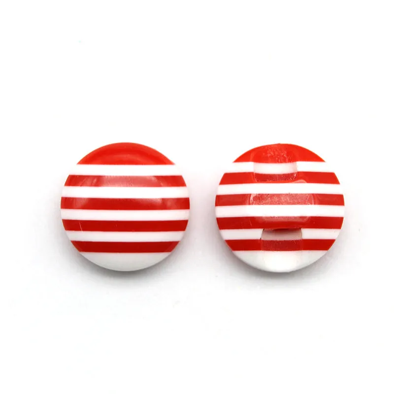Colorful Striped Hidden Hole Resin Buttons for Knitwear 100 Pack