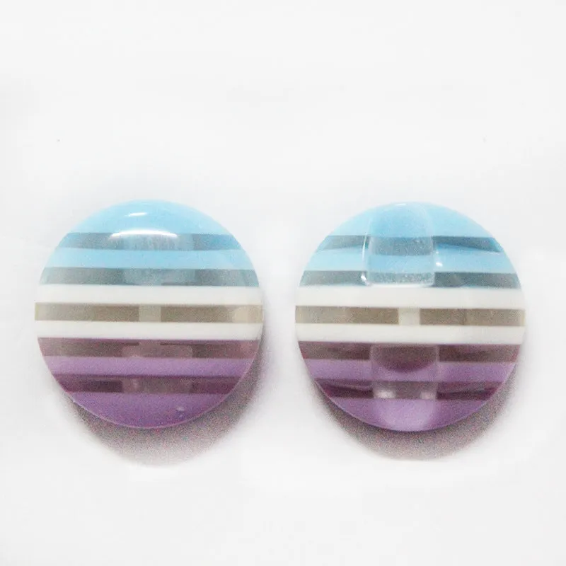 Colorful Striped Hidden Hole Resin Buttons for Knitwear 100 Pack