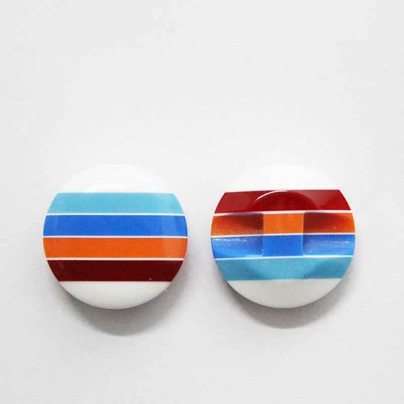 Colorful Striped Hidden Hole Resin Buttons for Knitwear 100 Pack
