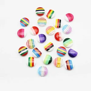 Colorful Striped Hidden Hole Resin Buttons for Knitwear 100 Pack