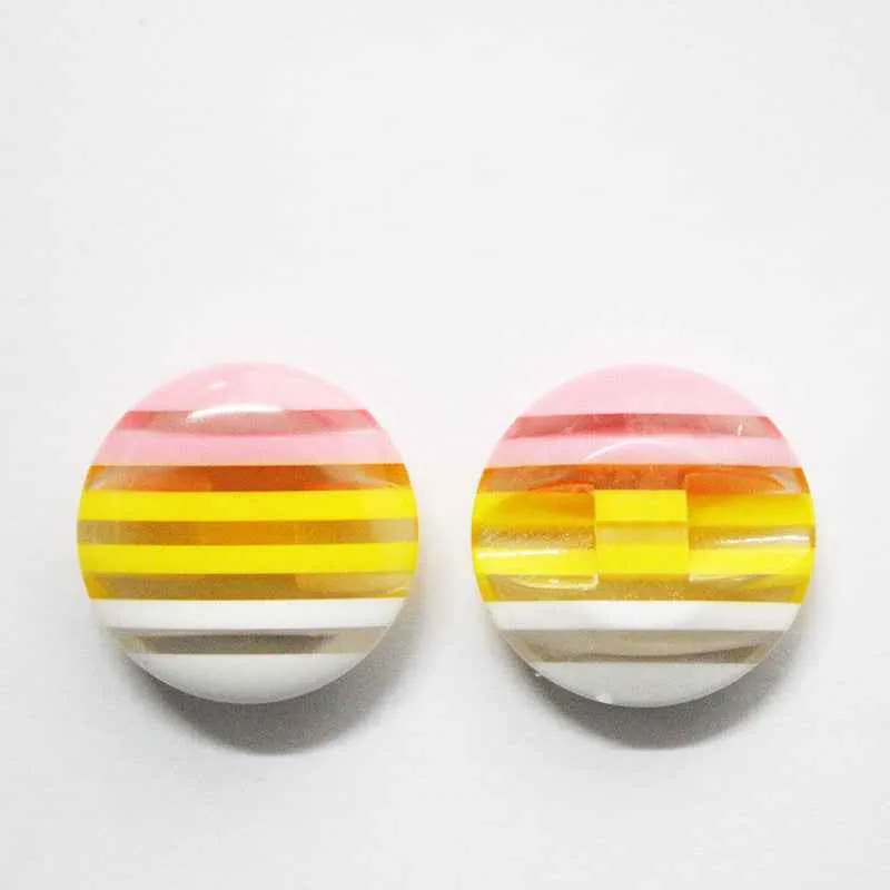 Colorful Striped Hidden Hole Resin Buttons for Knitwear 100 Pack