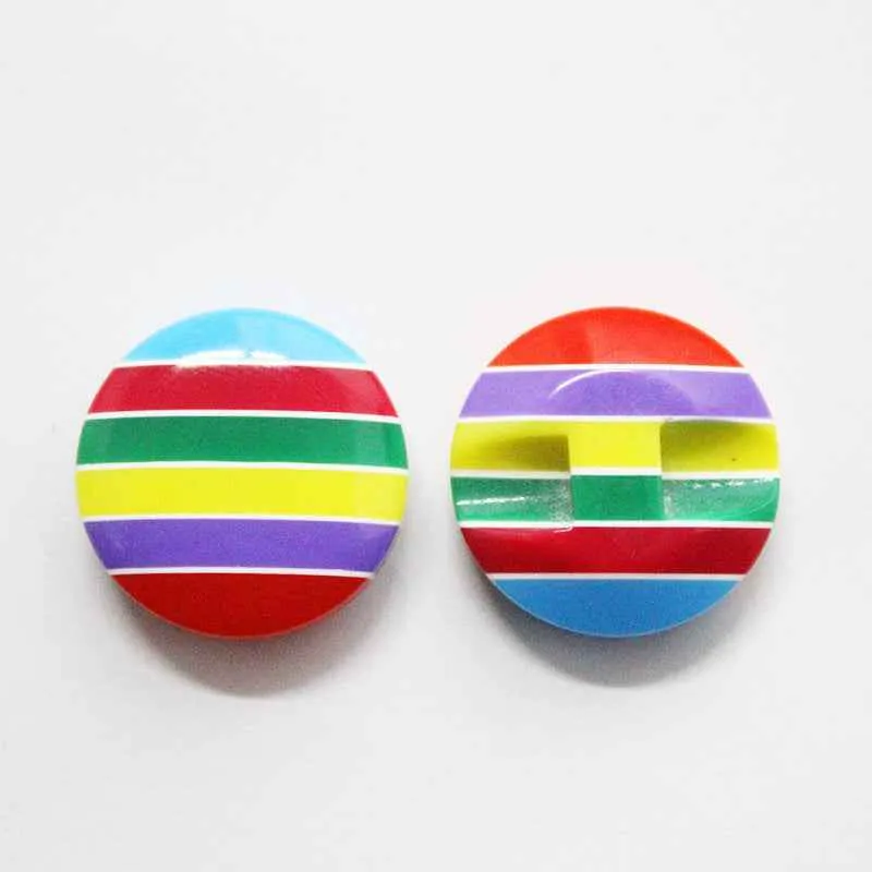 Colorful Striped Hidden Hole Resin Buttons for Knitwear 100 Pack
