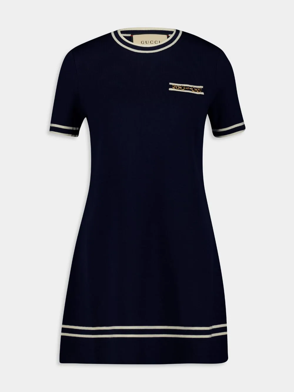 Contrast Trim Wool Dress