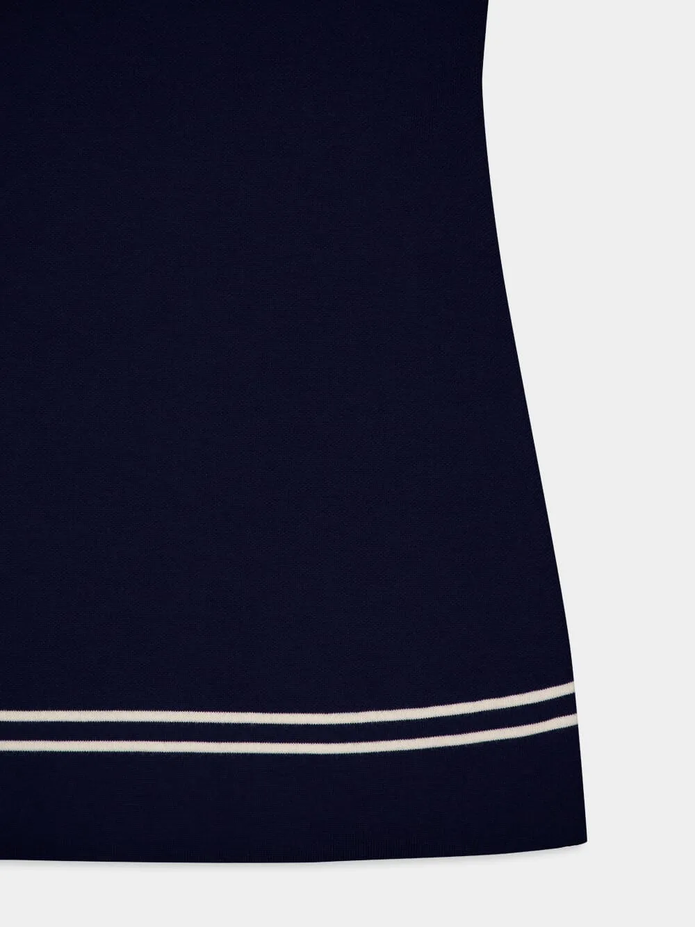 Contrast Trim Wool Dress