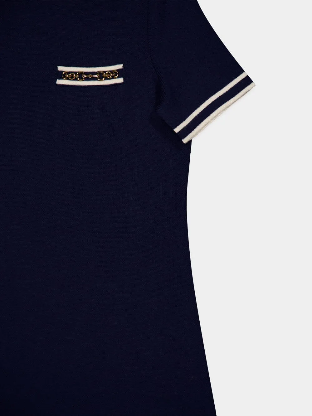 Contrast Trim Wool Dress