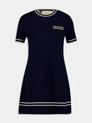 Contrast Trim Wool Dress