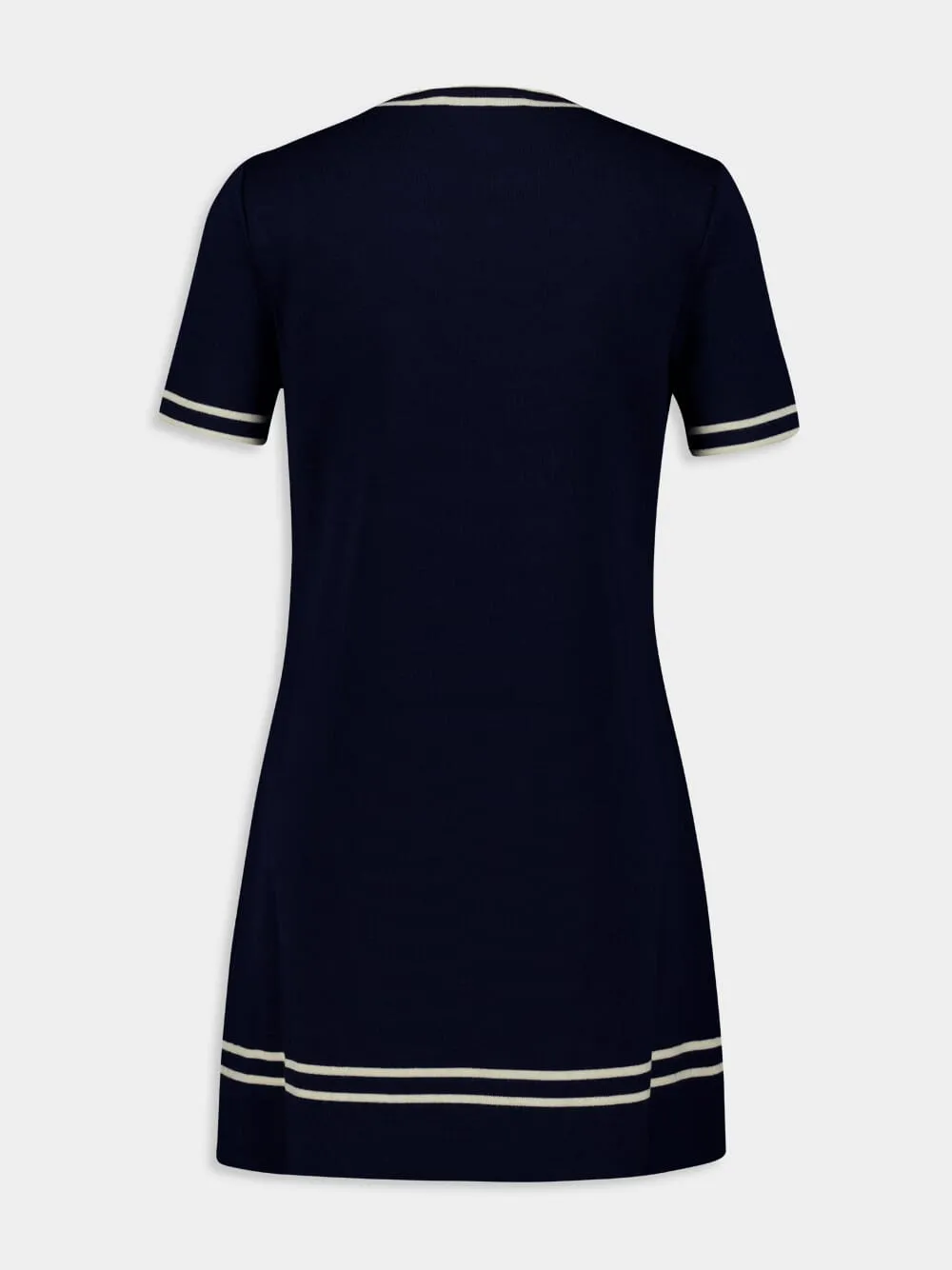 Contrast Trim Wool Dress