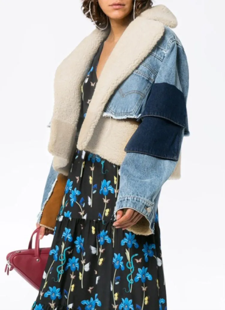 Cozy Turndown Collar Fleece Denim Jacket with Winter Chic Vibes