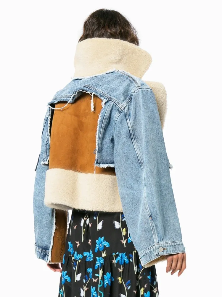 Cozy Turndown Collar Fleece Denim Jacket with Winter Chic Vibes