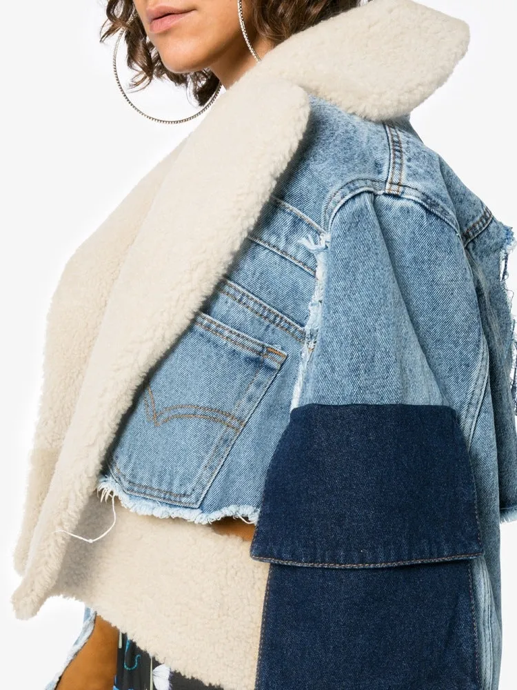 Cozy Turndown Collar Fleece Denim Jacket with Winter Chic Vibes