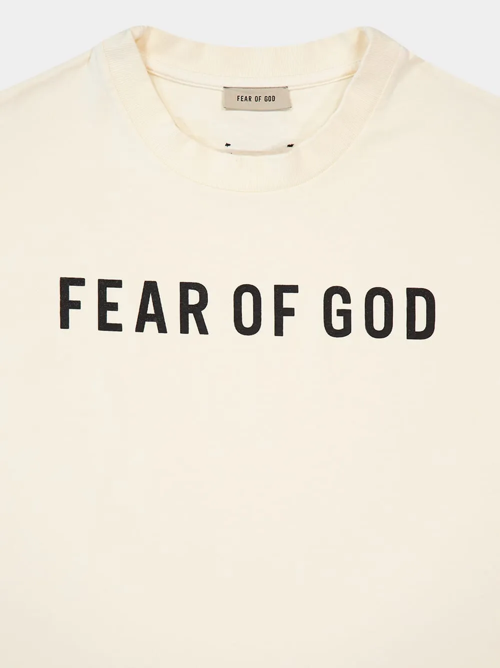 Cream Cotton Logo Print T-Shirt